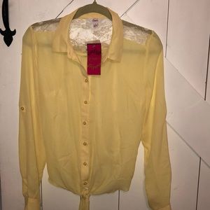 Sheer blouse with lace detail